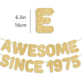 50th Birthday Party Decorations for Men & Women, Pre-Strung 50th Birthday Banner - Gold Glitter, Happy Fifty Anniversary Sign Gifts for Him & Her