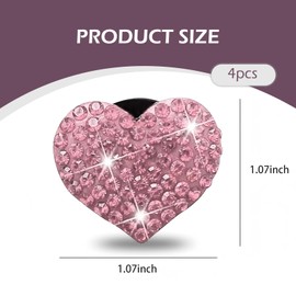 Ferianl 4PCS Bling Heart Air Vent Clips, Air Conditioning Outlet Clip, Car Vent Accessories, Cute Car Interior Decoration for Women and Girl (Pink)