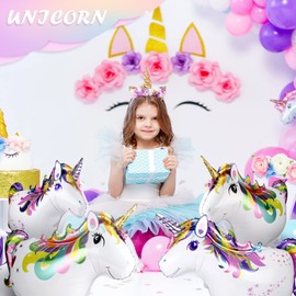 6 Pieces Inflatable Unicorn Rainbow Unicorn Standing Unicorn Party Decorations Unicorn Party Supplies Unicorn Balloons Toy for Themed Birthday Party Pool Fun, 23 x 16 Inches