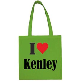 Reifen-Markt I Love Kenley Shopping Bag School Bag Gym Bag 38 x 42 cm in Black or White, Green