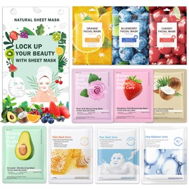 AOAZXBB 10 Pack Kids Face Mask Sheet,Fruit Face Masks Skin Care,Moisturize Nourish Face Mask for All Skin Types