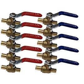 3/4" Pex Brass Ball Valve for Hot & Cold Water (pack of 10)