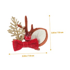 FOMIYES 2 Pairs Christmas Antler Hair Clips for Women Unique Reindeer Headwear with Red Hat and Gold Leaf Design Durable and Cloth Material Festive Hair Bow Clips for Holiday Parties and