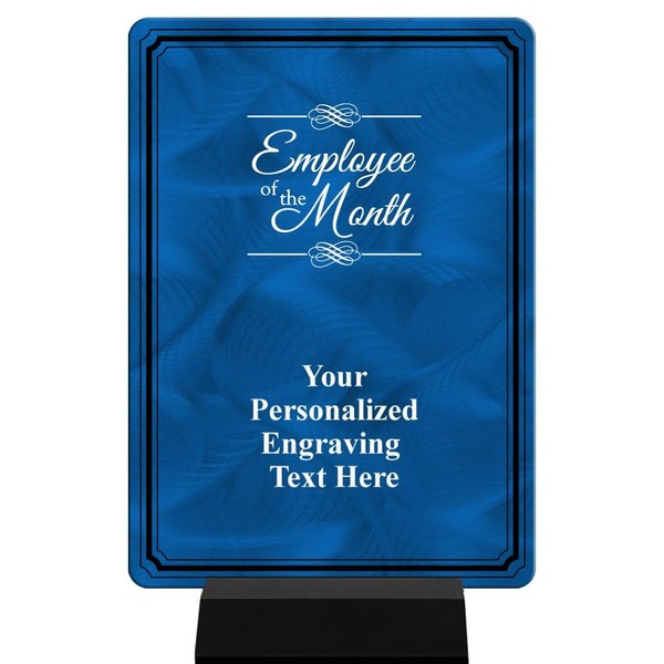 Personalized Employee of The Month Plaque Award, 5x7 Blue Color