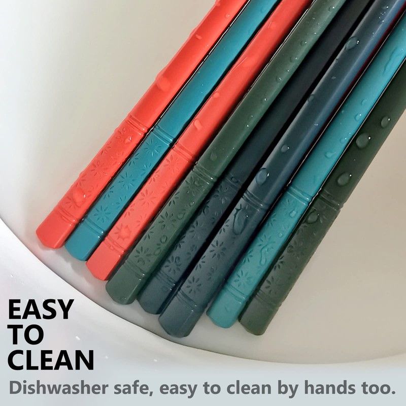 5 Pairs Chopsticks and Chopstick Helpers Set, Plastic Hinges Connector