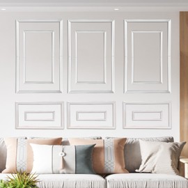 3 Set Peel and Stick Wall Molding Kit - Inner and Outer Layers Style Accent Wall Molding, Ready-to-Assemble Pre Made Wainscoting Wall Panel for Home Décor (Premium Textured Finish)