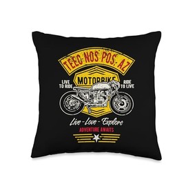 Teec Nos Pos AZ USA Retro Distressed Style Motorcycle Design Throw Pillow