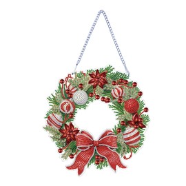 DIY Hanging Diamond Garland Pendant Special Shaped Crystal Diamond Art Painting Ornament Single Sided Diamond Christmas Wreath for Window Home Garden Wall Door Decor-Wreath09