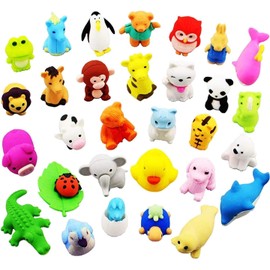 LURICO Set of 36 Animal Shaped Erasers for Kids Schools Students Stationery School Eraser Puzzle Toy Creative Toy Party