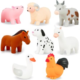 Mould Free Baby Bath Toys - 8PCS Toddler Bath Toys for 1 2 3 Year Olds Boys Girls, No Hole No Mould Farm Animals Kids Bath Water Toys with Bath Toy Storage Mesh Bag