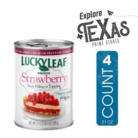Lucky Leaf 4-Pack of Premium Pie Filling or Topping 22 oz Cans + 1 Utility Freebie by Lavinia Essentials Brand (Premium Strawberry, 4 Pack)