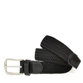 Glamexx24 Elastic Belt for Men and Women: Unisex Stretch Belt Braided Stretchy Fabric Belt, Width 3.5 cm, Length 90 cm to 155 cm, black