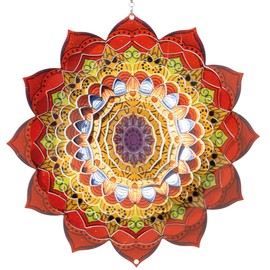 CIM Stainless Steel Wind Chime - Mandala BENGAL - Diameter 250 mm - Smooth-Rotating Wind Mobile with Brilliant Colours and Fine Patterns - Includes Suspension - Attractive Room, Window and Garden