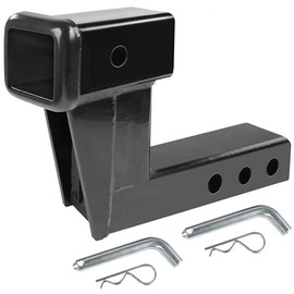 MaxxHaul 50909 Trailer Hitch Riser for 2 inch Receiver with 6 inch Rise & Drop with Solid Shaft, with 2 Pack Hitch Pins