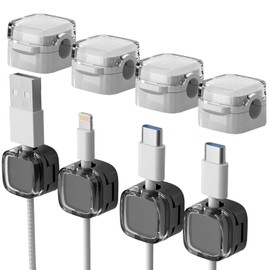 KEWAYO 8Pcs Magnetic Cord Organizer, Cord Holder for Nightstand,Desktop Multipurpose Magnetic Cable Clips for Organizing Desk,Nightstand and Car (Black&White)