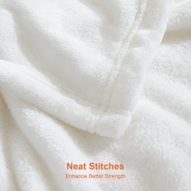 EHEYCIGA Fleece Blanket White Throws for Sofas Fluffy Warm Soft Blanket for Bed Settees Armchairs, Fit All Season, Single, 130x165cm
