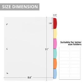 Binder Dividers with Tabs, White Sheet Protectors for 3 Ring Binder, 3 Hole Punch Dividers in 6 Color Tab Page Protectors, 3 Ring Binder Dividers with Tabs, 2 Set 12 Pcs, White