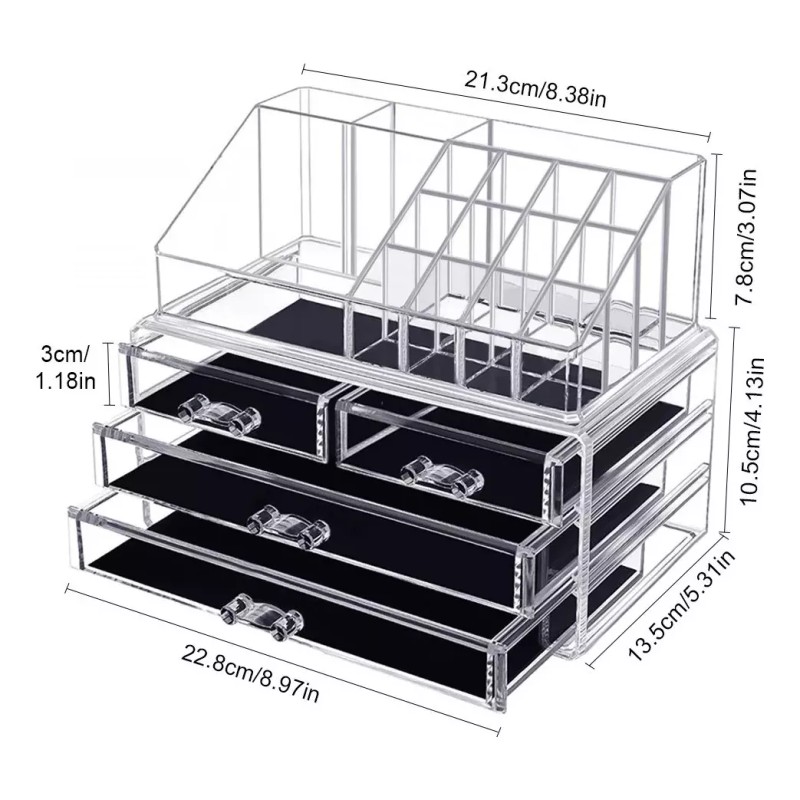 Clicmania Organizador Cosmeticos Maquillaje Acrilico Labiales Brochas