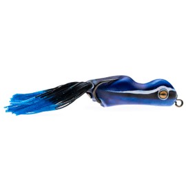 Scum Frog Painted Trophy Series Topwater Bass Fishing Hollow Body Frog Lure with Weedless Hooks | Black/Blue, 5/8 Ounce, (PN: TS-1153)
