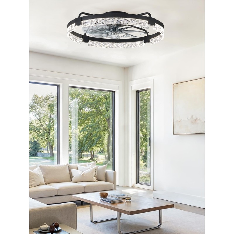 ZMISHIBO Ceiling Fans with Lights and Remote, 24 Inch Flush