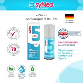 syNeo 5 antiperspirant roll-on, anti sweat deodorant for men and women against heavy sweating, anti transpirant antiperspirant roll-on deodorant, 1 pack (1 x 50 ml)