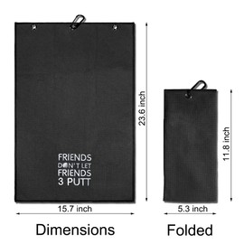 TOUNER Funny Golf Towel Gift for Dad, Retirement Gifts for Men Golfer, Funny Golf Towel for Men, Embroidered Golf Towels for Golf Bags with Clip (Friends Don't let Friends 3 Putt)