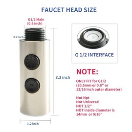 Kitchen Sink Faucet Sprayer Head, 2 Functions Sprayer Attachment for Faucet,Pull Down Faucet Head Replacement Part, G 1/2 Pull Out Spray Head for Kitchen Faucet Tap Sprayer Spout