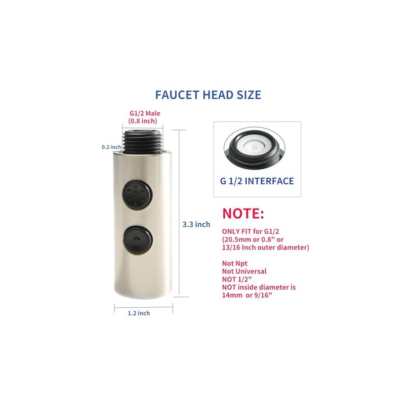 Kitchen Sink Faucet Sprayer Head, 2 Functions Sprayer Attachment for