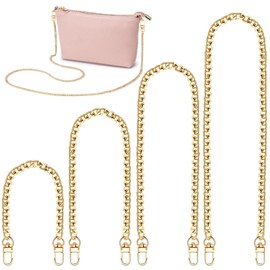 OBYCPIN Bag Chain 4 Pieces, Chain Carrying Strap, Metal Shoulder Strap, 40 & 60 & 100 & 120 cm, Chain for Bag for DIY Bags, Handbag Chains, Shoulder Bag, Handbag Replacement Chain (Gold)