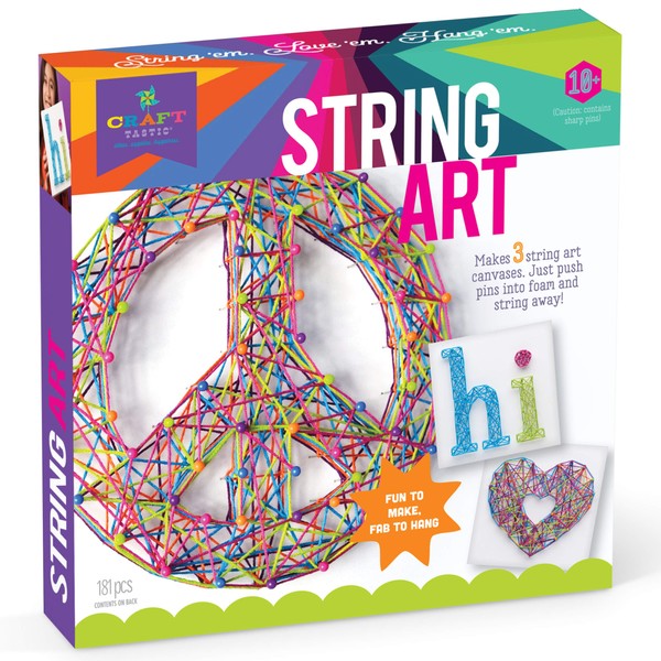 Craft-Tastic DIY String Art – Award-Winning Craft Kit for Kids – Everything Included for 2 Fun Arts & Crafts Projects – Peace Sign Series