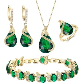 EVER FAITH Boda Sets de Joyería Cristal Zirconia Cúbica Piedra Natal Gota de Agua Collar Arete Set para Novia Regalo para cumpleaños/Día de la Madre/Navidad