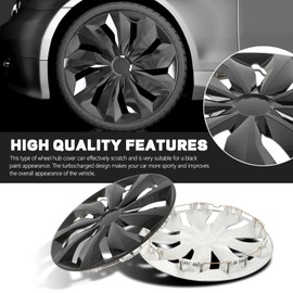 DREAMIZER Glossy Black 15" Hubcaps Replacement,4Pcs Universal R15 Hub Caps 15inch Wheel Rim Cover Exterior Accessories Snap On Car Truck SUV
