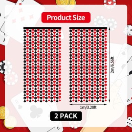 Avikosi 2 Pack Red and Black Casino Foil Fringe Curtains, 3.3×6.6 ft Tinsel Backdrop Streamers for Las Vegas Party, Game Night, Poker Theme, Bachelorette, Birthday Wall Decor