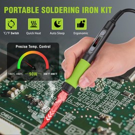 WORKPRO Soldering Iron Kit, 90W Soldering Gun with Digital Display and Iron Tips, 11-in-1 Adjustable Temperature Welding Kit for Electronic Repair, DIY Enthusiasts and Jewelry Makers (110V US Plug)