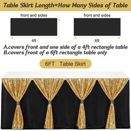 Moukeren 6 ft Gold Sequin Tutu Table Skirt Teacher Table Skirt