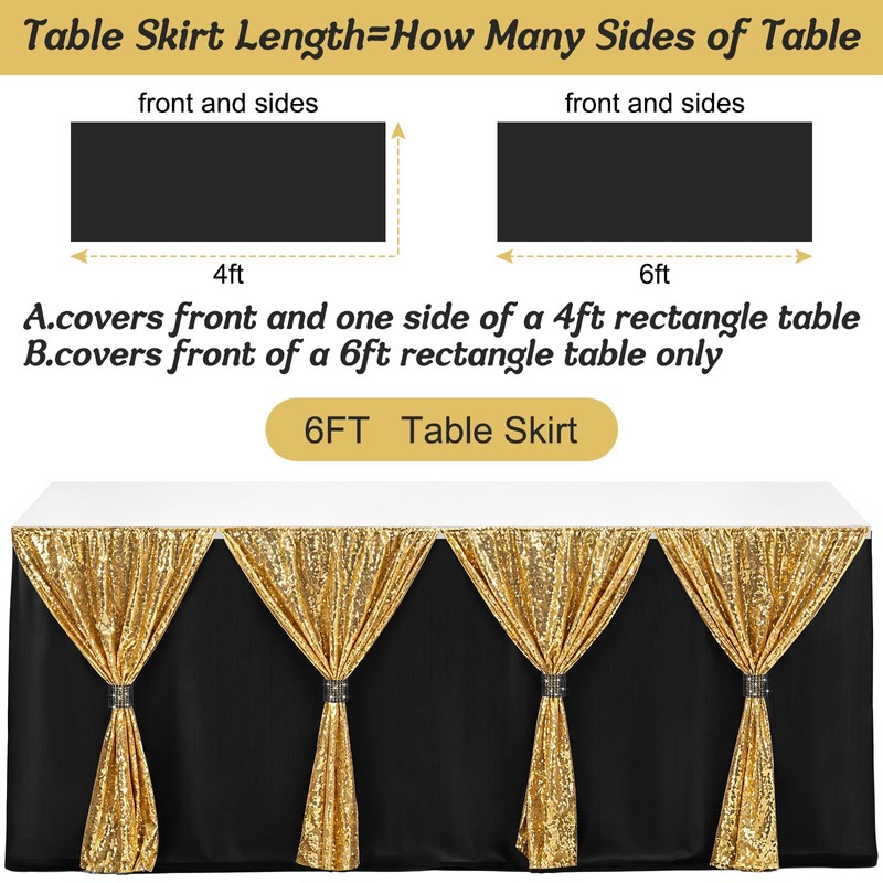 Moukeren 6 ft Gold Sequin Tutu Table Skirt Teacher Table