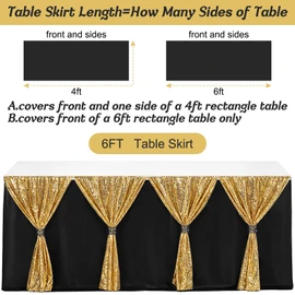 Moukeren 6 ft Gold Sequin Tutu Table Skirt Teacher Table Skirt