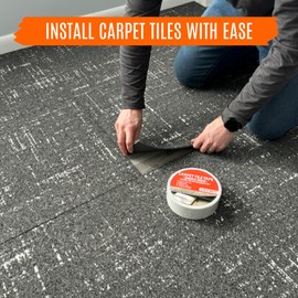 Carpet Tile Tape Double Sided Heavy Duty Carpet Tape for Carpet Tiles Rugs Vinyl Rubber Mats Turf Rug Gripper Indoor Outdoor No Residue Carpet Tape for Hardwood Floors 2 Sided 2in x 90ft (Bulk 6 Pack)