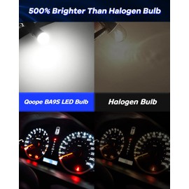 Qoope BA9S LED Bulb 1895 1820 1893 313 LED Bulbs White Super Bright 10-30V AC/DC Non-Polarity for Car Interior Lights, Bingo Board Display Light, Instrument Lights, Pack of 4