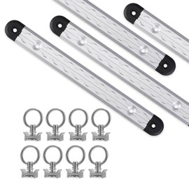 APAGOO 12 Inch Aluminum L-Track Tie Down System 4 Pack with 8 Single Stud Fittings - Cargo Tie Down Rails for Motorcycle ATV Trailer Truck Van Pickup Bed Cargo Anchors