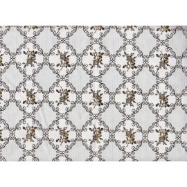 JoAnn Fabrics BTY Blk Wh Ditsy Floral Trellis Met Gold Print 100% Cotton Quilt Fabric Yard