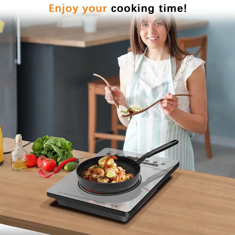 Noxton Portable Electric Stove 110V, 1800W Single Burner Electric Cooktop,