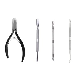Cuticle Nippers and Cuticle Pusher Manicure Tools Set Nail Cutical Clippers Nail Care Tool For Manicure and Pedicure 4PCS