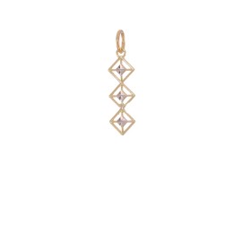 Unbranded 14K Yellow Gold w/Rhodium and Diamond-cut 3 Kite-shapes Charm