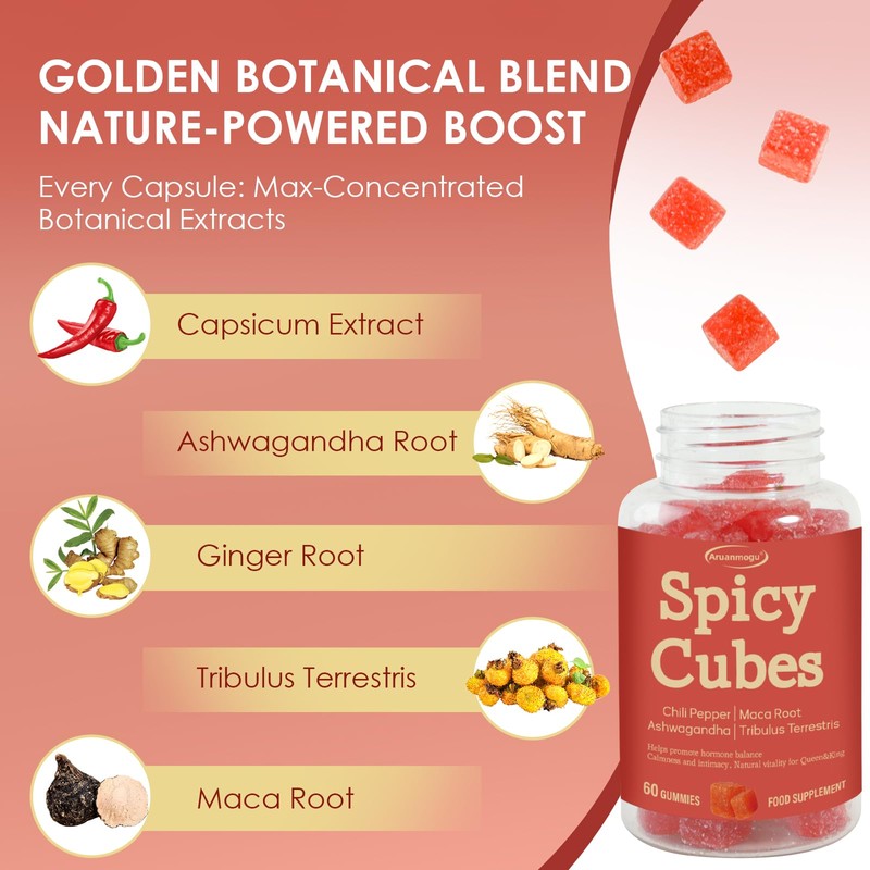 Spicy Blocks,Vegan Spicy Hot Peach Gummies for Men & Women-