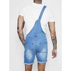 Runcati Mens Denim Shorts Bib Overall Jean Romper Casual Loose