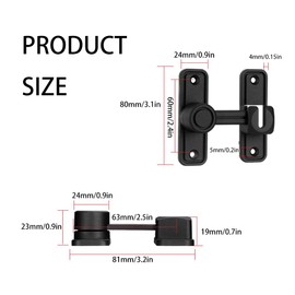 Barn Door Latch- 90/180° Sliding Lock for Bathroom/Bedroom/Garden/Gate/Garage, Secure Sliding Lock (Black)