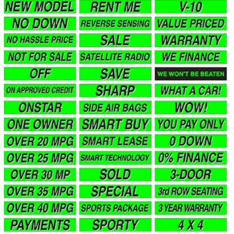 EZ Lettering Car Dealer Windshield Slogans 20 packs, Mix n