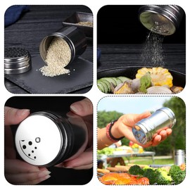 lvifloae Seasoning Bottle Travel Salt And Pepper Shakers Mini Camping Spice Kit Stainless Steel Spice Shaker With Rotating Cover Kitchen Gadget