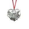 Handmade Dogwood Flower Heart Holiday Ornament Pewter
